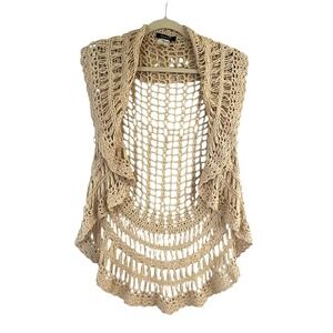 Double Zero Boho Crochet Open Front Vest Women's Festival Hippie Coachella